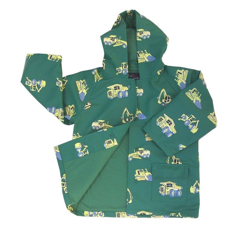 Little Boys Green Construction Rain Coat 2T-6 - SophiasStyle.com